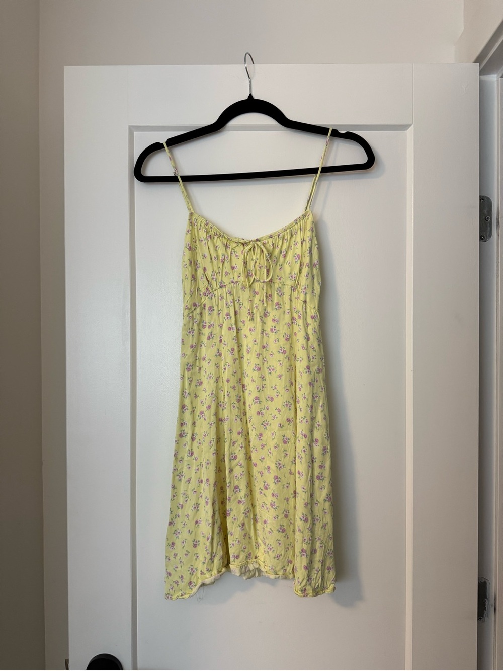 Zara Yellow Floral Slip with Spaghetti Straps